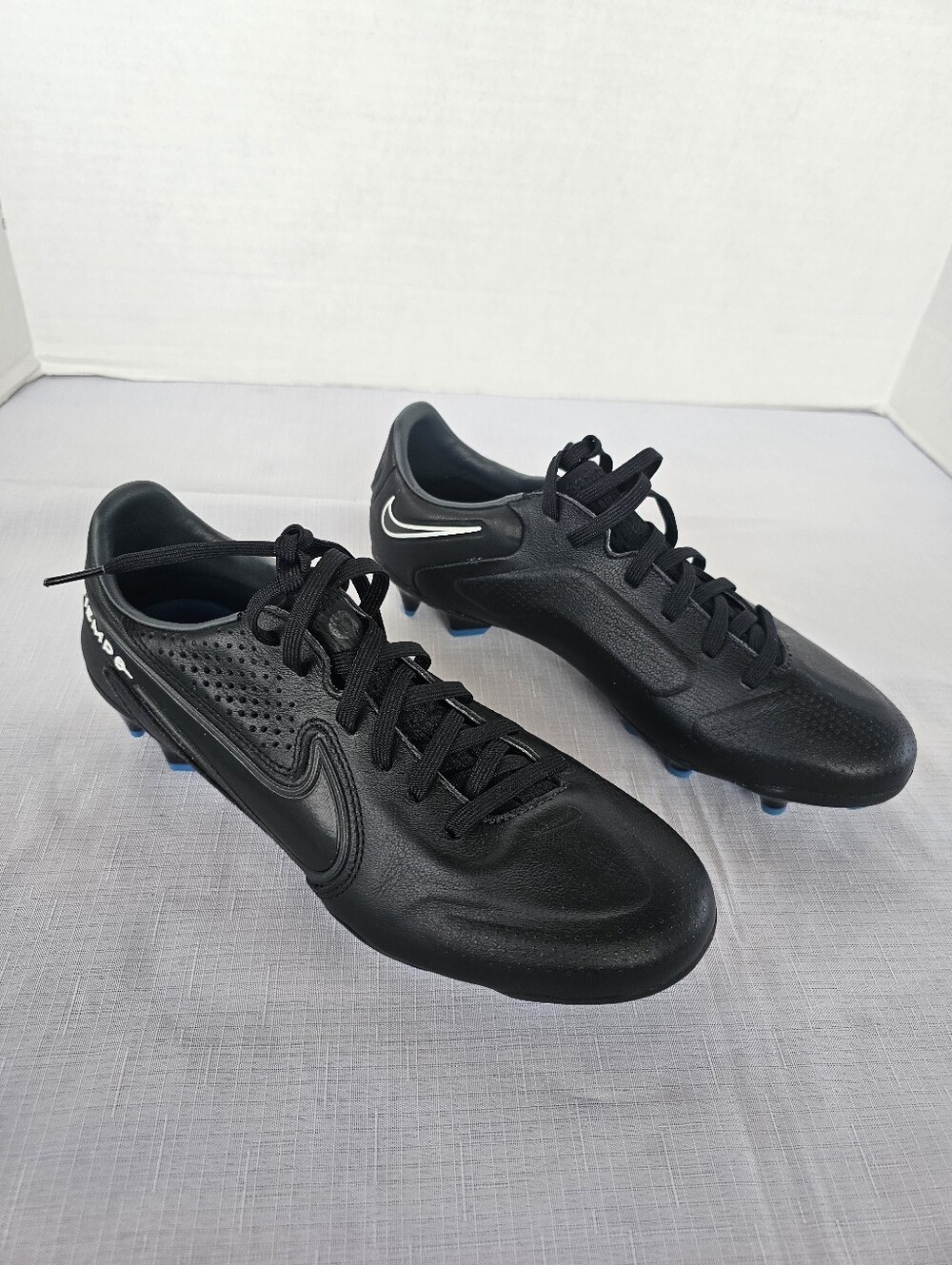 Nike Tiempo Legend 9 Elite FG Black Blue Soccer Cleats Men's Size 7 (DA1175-001)